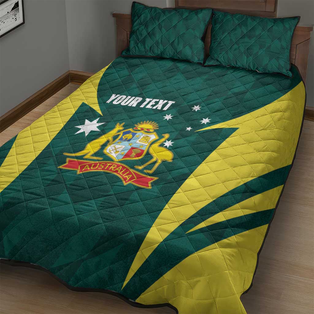 Australia Cricket Custom Quilt Bed Set Go Aussie Dynamic Green - Aussie Hoodie