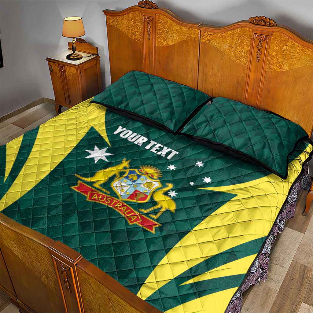 Australia Cricket Custom Quilt Bed Set Go Aussie Dynamic Green - Aussie Hoodie