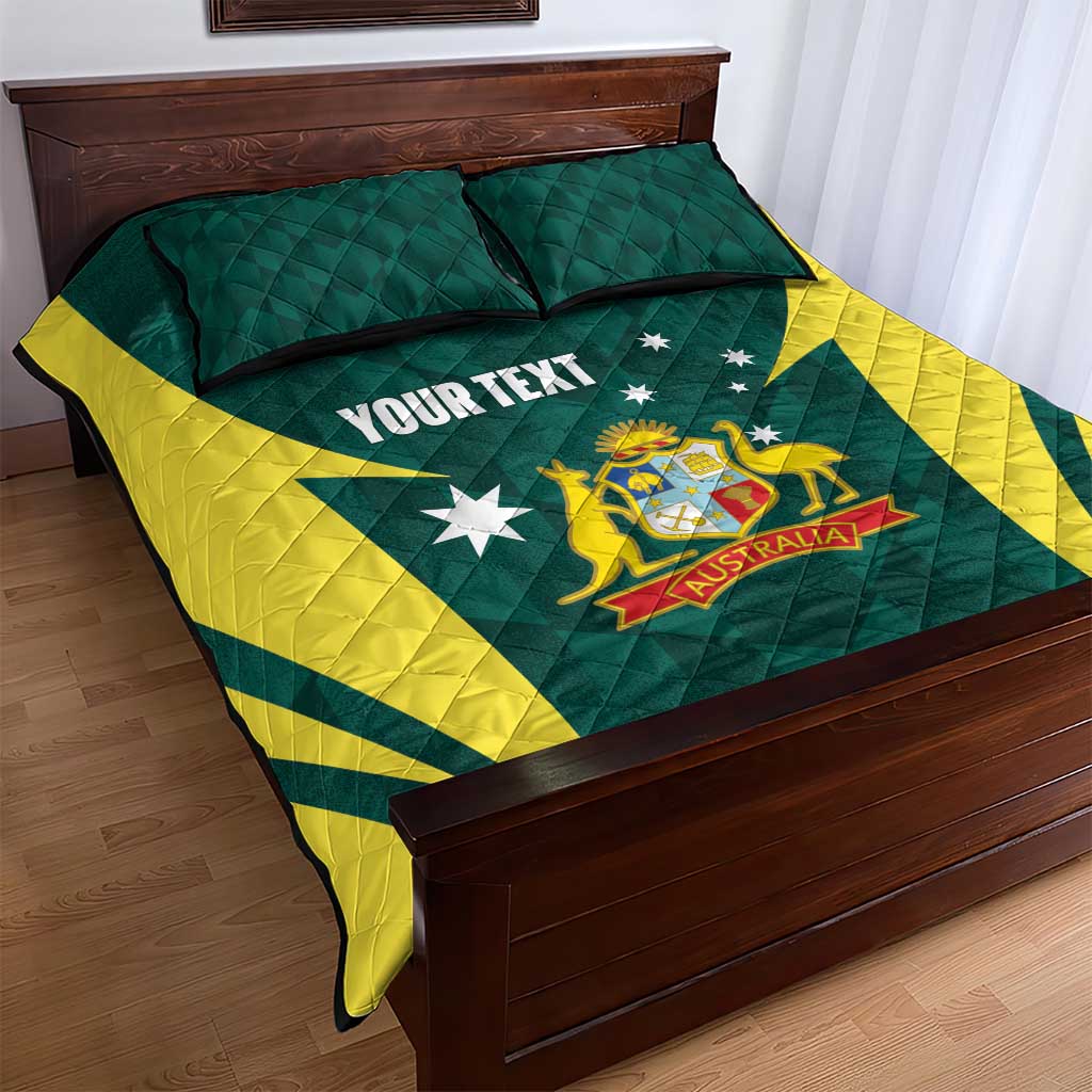 Australia Cricket Custom Quilt Bed Set Go Aussie Dynamic Green - Aussie Hoodie