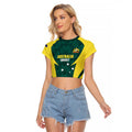 Australia Cricket Custom Raglan Cropped T Shirt Go Aussie Dynamic Green - Aussie Hoodie