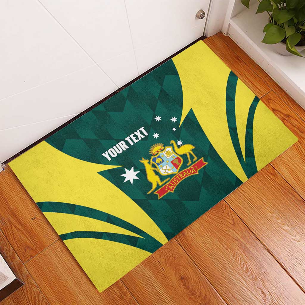 Australia Cricket Custom Rubber Doormat Go Aussie Dynamic Green - Aussie Hoodie