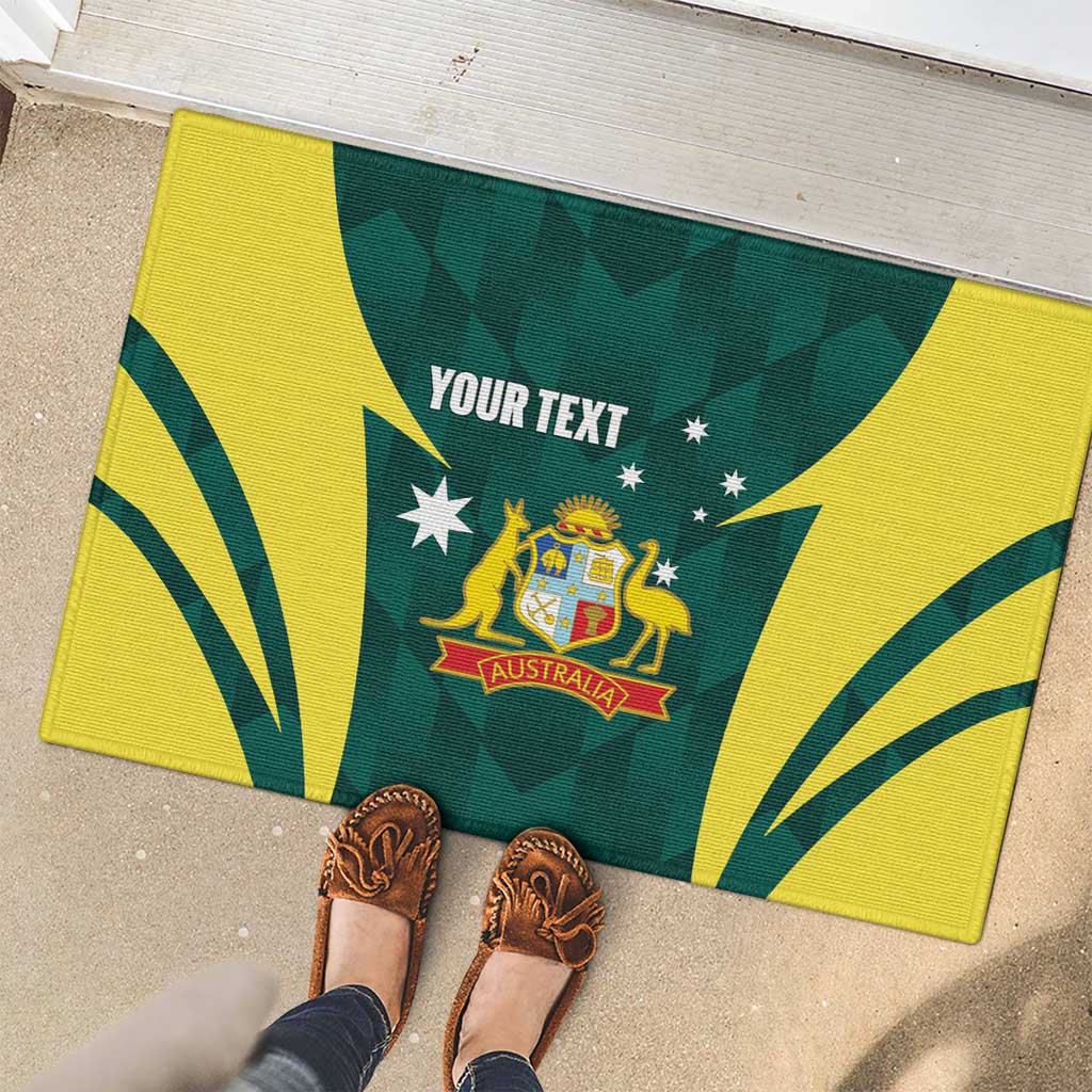 Australia Cricket Custom Rubber Doormat Go Aussie Dynamic Green - Aussie Hoodie