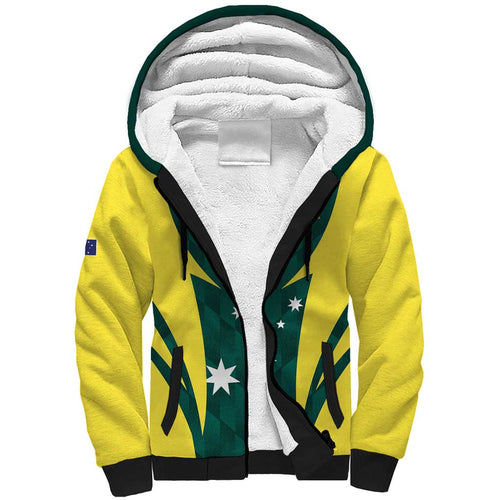 Australia Cricket Custom Sherpa Hoodie Go Aussie Dynamic Green - Aussie Hoodie