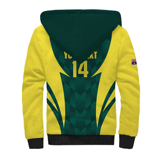 Australia Cricket Custom Sherpa Hoodie Go Aussie Dynamic Green - Aussie Hoodie