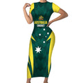 Australia Cricket Custom Short Sleeve Bodycon Dress Go Aussie Dynamic Green - Aussie Hoodie