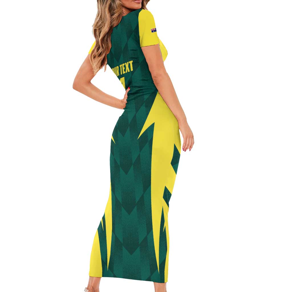 Australia Cricket Custom Short Sleeve Bodycon Dress Go Aussie Dynamic Green - Aussie Hoodie