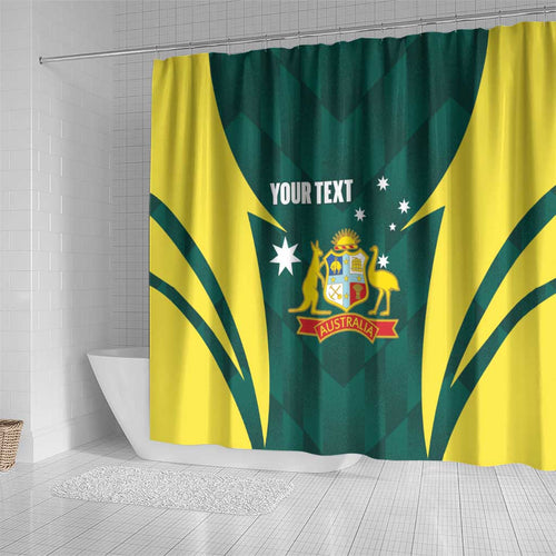 Australia Cricket Custom Shower Curtain Go Aussie Dynamic Green - Aussie Hoodie