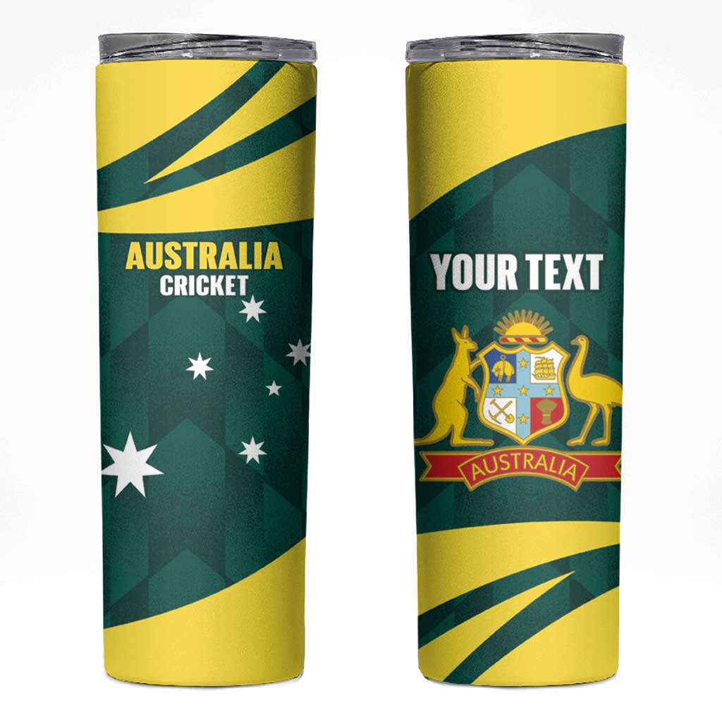 Australia Cricket Custom Skinny Tumbler Go Aussie Dynamic Green - Aussie Hoodie