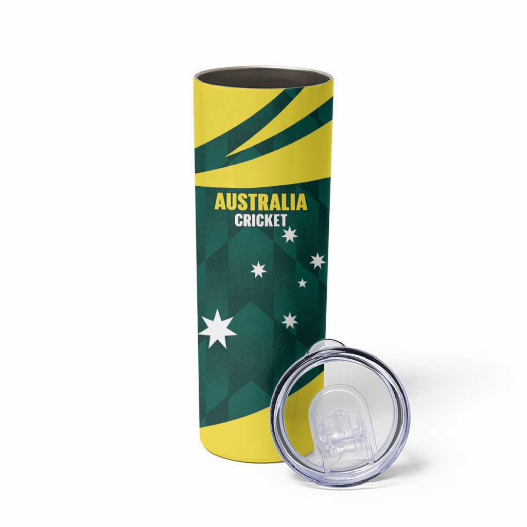 Australia Cricket Custom Skinny Tumbler Go Aussie Dynamic Green - Aussie Hoodie