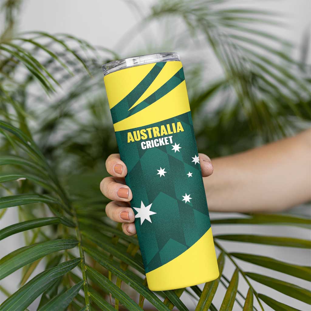 Australia Cricket Custom Skinny Tumbler Go Aussie Dynamic Green - Aussie Hoodie