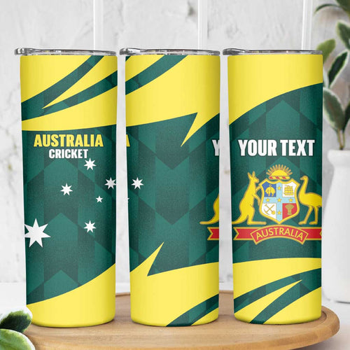 Australia Cricket Custom Skinny Tumbler Go Aussie Dynamic Green - Aussie Hoodie