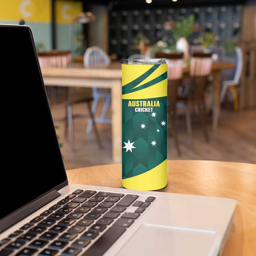 Australia Cricket Custom Skinny Tumbler Go Aussie Dynamic Green - Aussie Hoodie