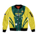 Australia Cricket Custom Sleeve Zip Bomber Jacket Go Aussie Dynamic Green - Aussie Hoodie