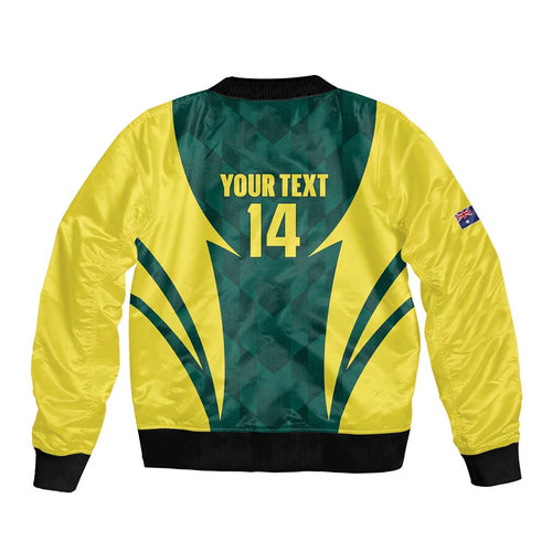 Australia Cricket Custom Sleeve Zip Bomber Jacket Go Aussie Dynamic Green - Aussie Hoodie