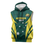 Australia Cricket Custom Sleeveless Hoodie Go Aussie Dynamic Green - Aussie Hoodie