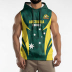 Australia Cricket Custom Sleeveless Hoodie Go Aussie Dynamic Green - Aussie Hoodie