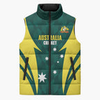 Australia Cricket Custom Sleeveless Puffer Jacket Go Aussie Dynamic Green - Aussie Hoodie