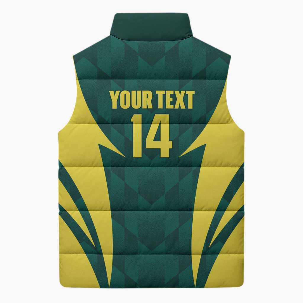 Australia Cricket Custom Sleeveless Puffer Jacket Go Aussie Dynamic Green - Aussie Hoodie