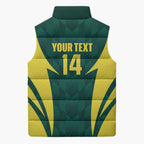 Australia Cricket Custom Sleeveless Puffer Jacket Go Aussie Dynamic Green - Aussie Hoodie