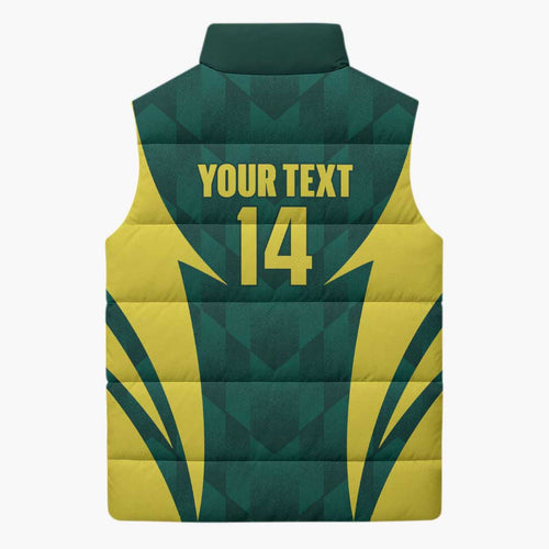 Australia Cricket Custom Sleeveless Puffer Jacket Go Aussie Dynamic Green - Aussie Hoodie
