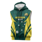 Australia Cricket Custom Sleeveless Zip Hoodie Go Aussie Dynamic Green LT14