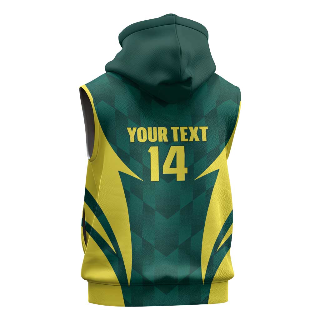 Australia Cricket Custom Sleeveless Zip Hoodie Go Aussie Dynamic Green LT14