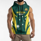 Australia Cricket Custom Sleeveless Zip Hoodie Go Aussie Dynamic Green LT14
