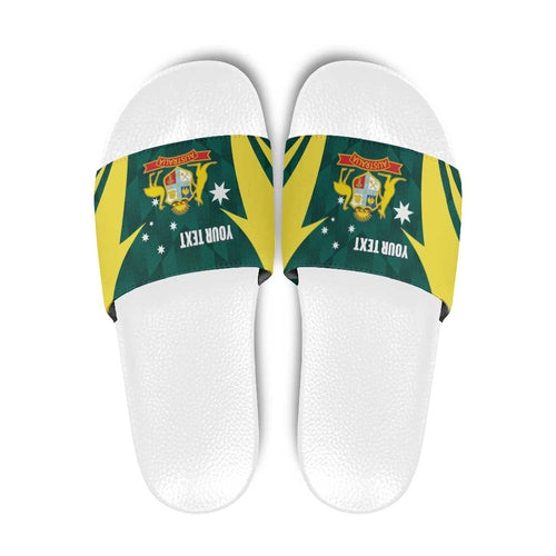 Australia Cricket Custom Slide Sandals Go Aussie Dynamic Green - Aussie Hoodie