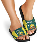 Australia Cricket Custom Slide Sandals Go Aussie Dynamic Green - Aussie Hoodie