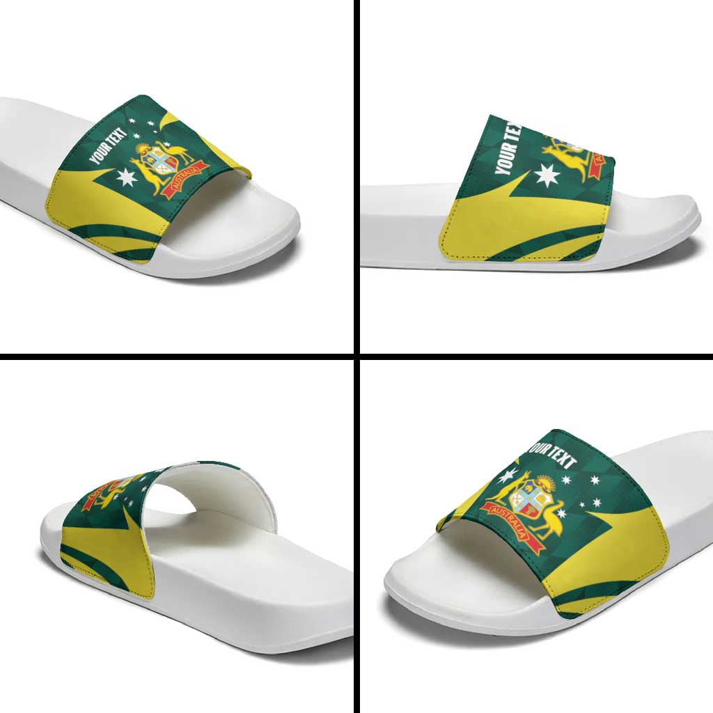 Australia Cricket Custom Slide Sandals Go Aussie Dynamic Green - Aussie Hoodie