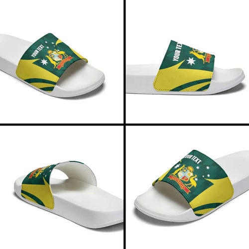 Australia Cricket Custom Slide Sandals Go Aussie Dynamic Green - Aussie Hoodie