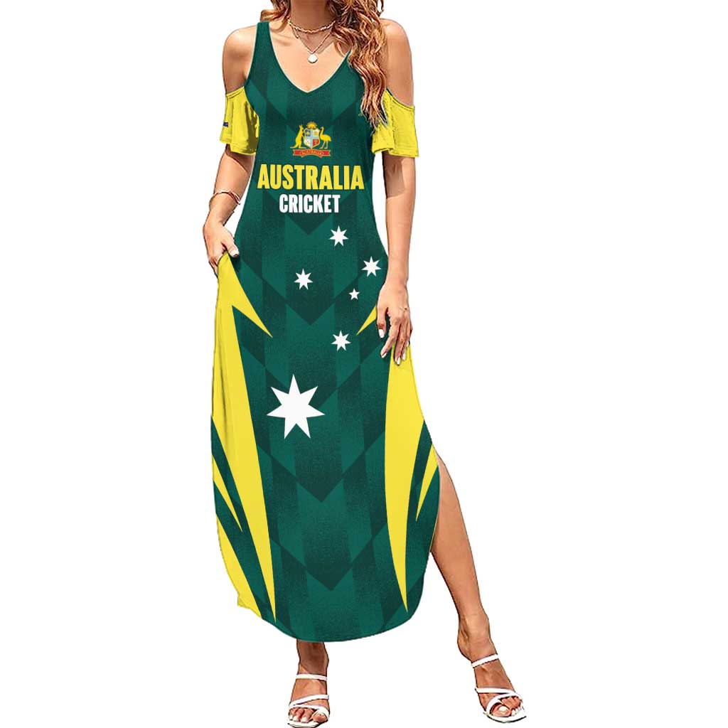 Australia Cricket Custom Summer Maxi Dress Go Aussie Dynamic Green - Aussie Hoodie