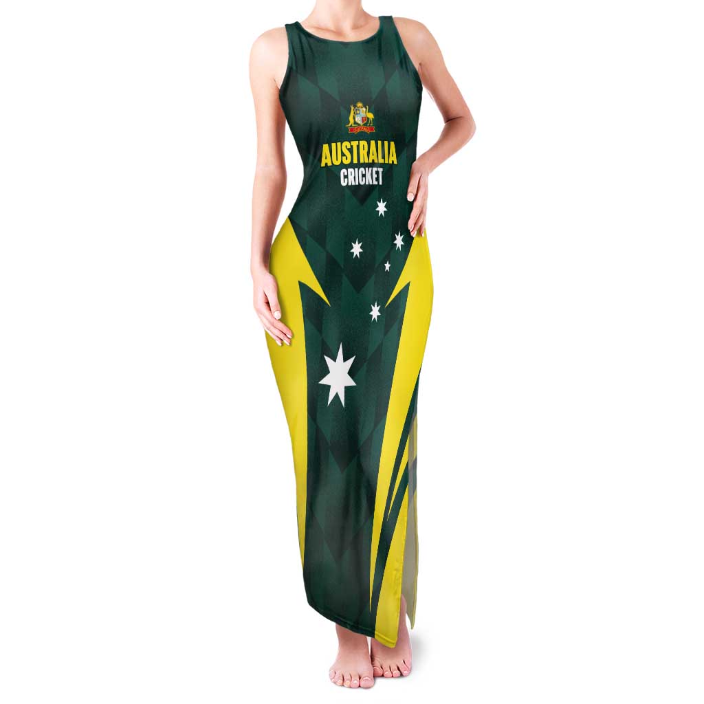Australia Cricket Custom Tank Maxi Dress Go Aussie Dynamic Green - Aussie Hoodie