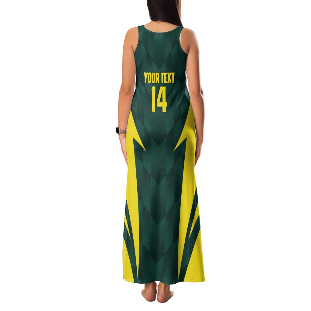 Australia Cricket Custom Tank Maxi Dress Go Aussie Dynamic Green - Aussie Hoodie