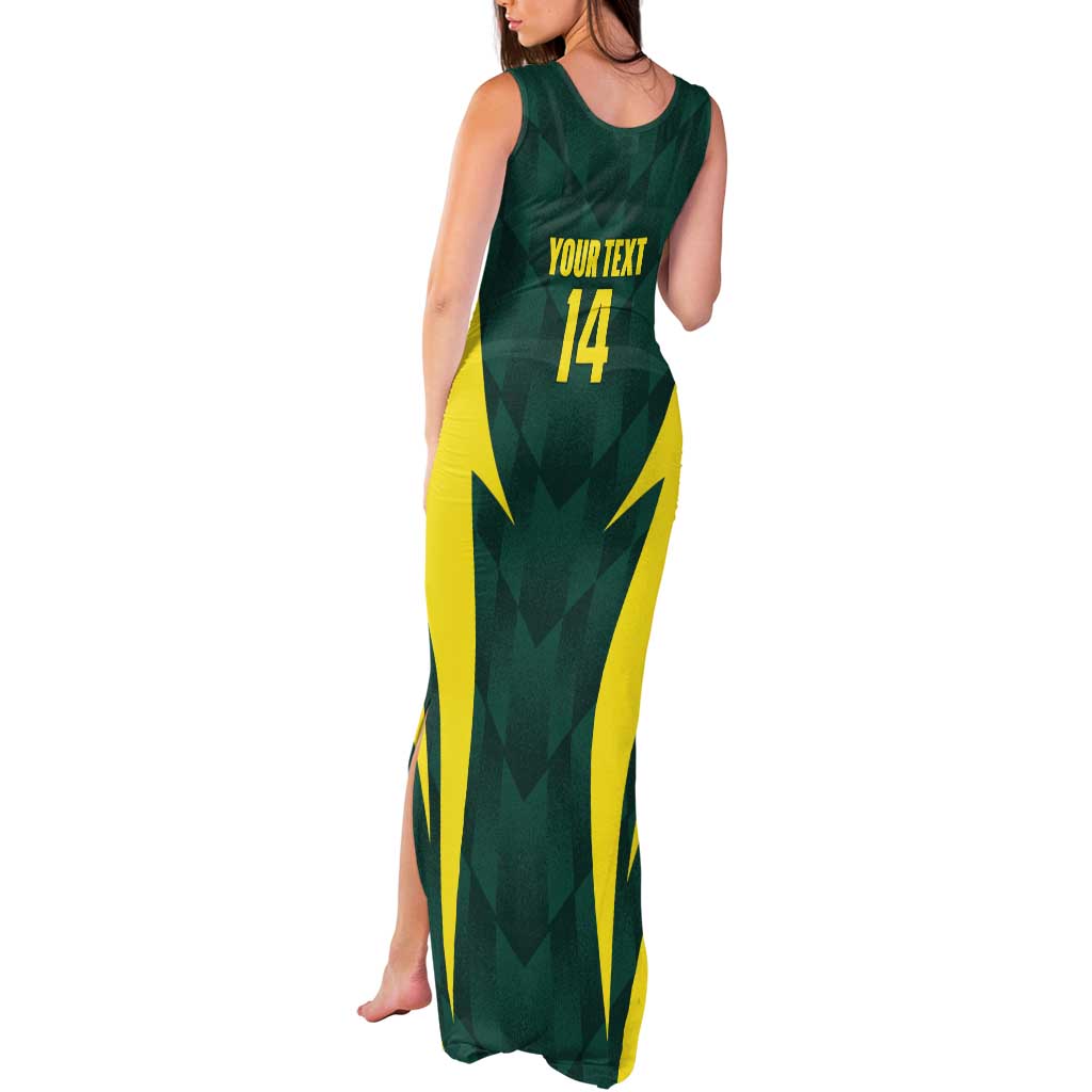 Australia Cricket Custom Tank Maxi Dress Go Aussie Dynamic Green - Aussie Hoodie