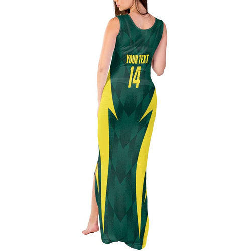 Australia Cricket Custom Tank Maxi Dress Go Aussie Dynamic Green - Aussie Hoodie