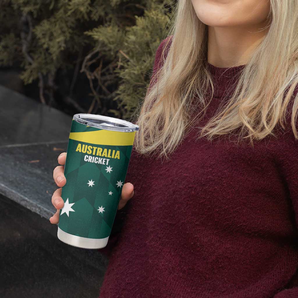 Australia Cricket Custom Tumbler Cup Go Aussie Dynamic Green - Aussie Hoodie