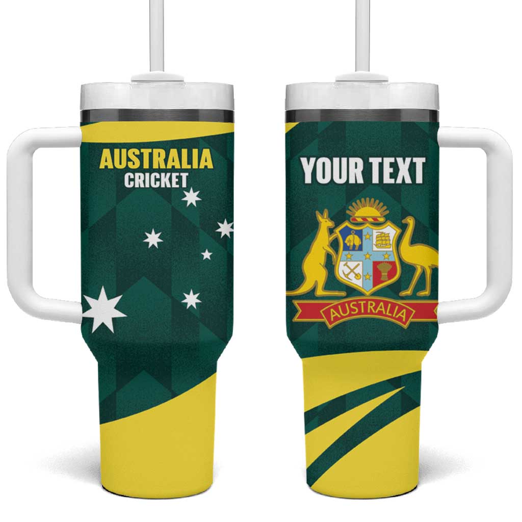Australia Cricket Custom Tumbler With Handle Go Aussie Dynamic Green - Aussie Hoodie