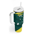 Australia Cricket Custom Tumbler With Handle Go Aussie Dynamic Green - Aussie Hoodie