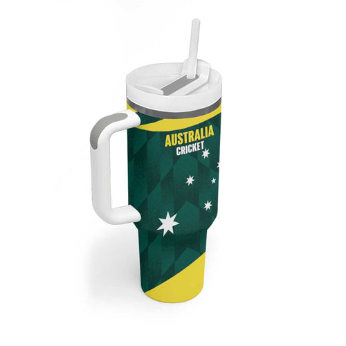 Australia Cricket Custom Tumbler With Handle Go Aussie Dynamic Green - Aussie Hoodie