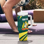 Australia Cricket Custom Tumbler With Handle Go Aussie Dynamic Green - Aussie Hoodie