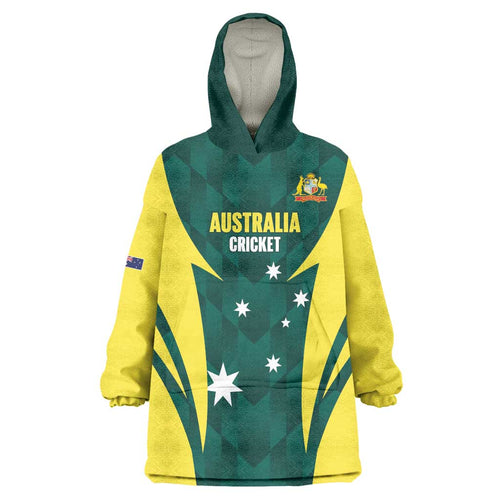 Australia Cricket Custom Wearable Blanket Hoodie Go Aussie Dynamic Green - Aussie Hoodie