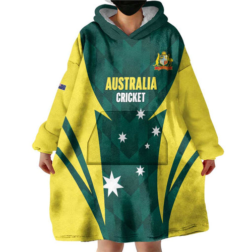 Australia Cricket Custom Wearable Blanket Hoodie Go Aussie Dynamic Green - Aussie Hoodie