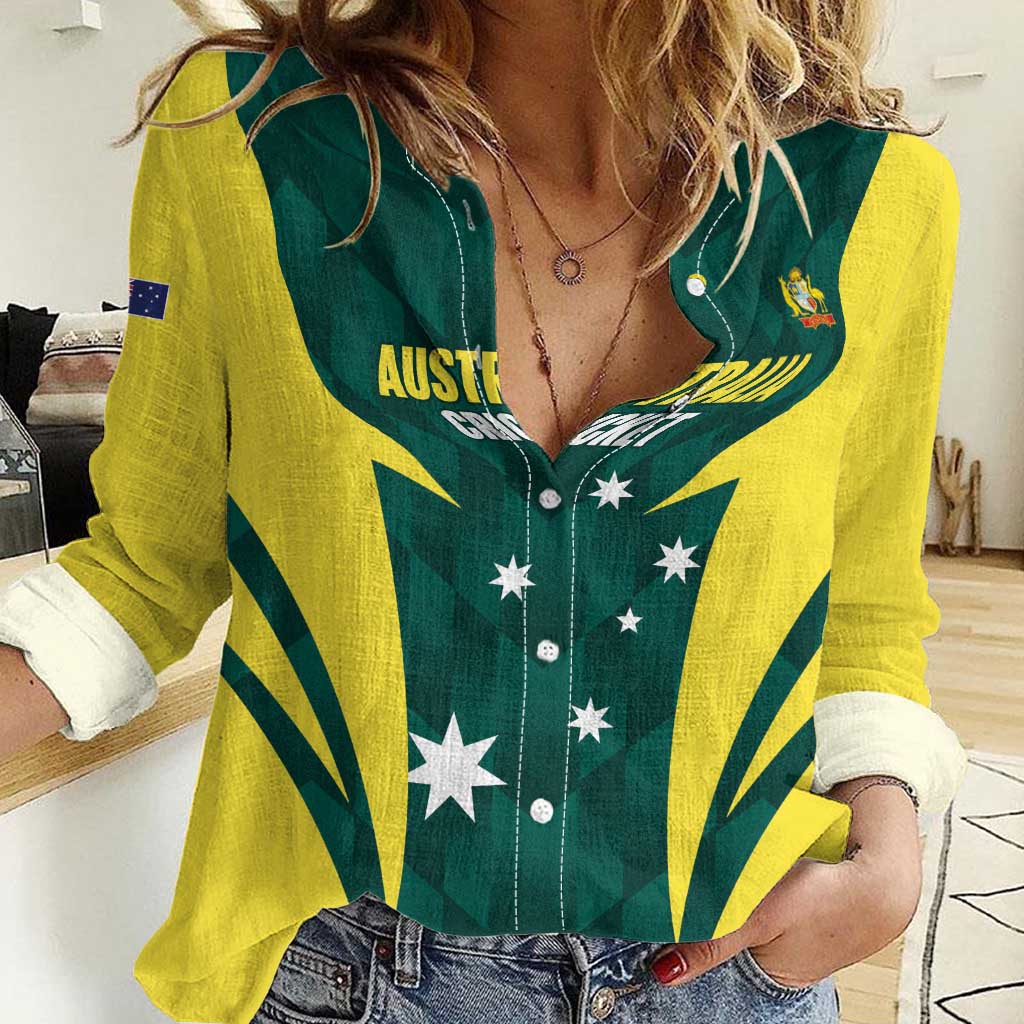 Australia Cricket Custom Women Casual Shirt Go Aussie Dynamic Green - Aussie Hoodie