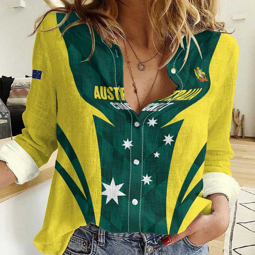Australia Cricket Custom Women Casual Shirt Go Aussie Dynamic Green - Aussie Hoodie