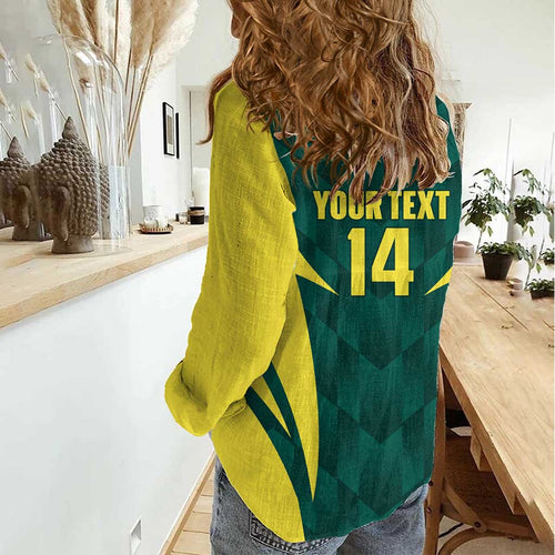 Australia Cricket Custom Women Casual Shirt Go Aussie Dynamic Green - Aussie Hoodie