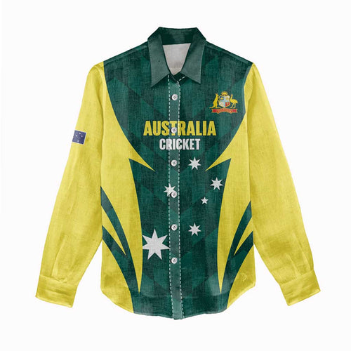Australia Cricket Custom Women Casual Shirt Go Aussie Dynamic Green - Aussie Hoodie