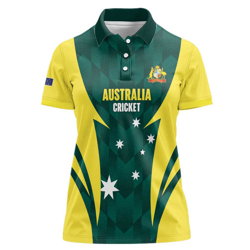 Australia Cricket Custom Women Polo Shirt Go Aussie Dynamic Green - Aussie Hoodie