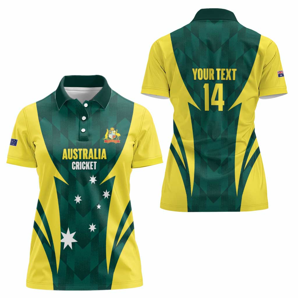 Australia Cricket Custom Women Polo Shirt Go Aussie Dynamic Green - Aussie Hoodie