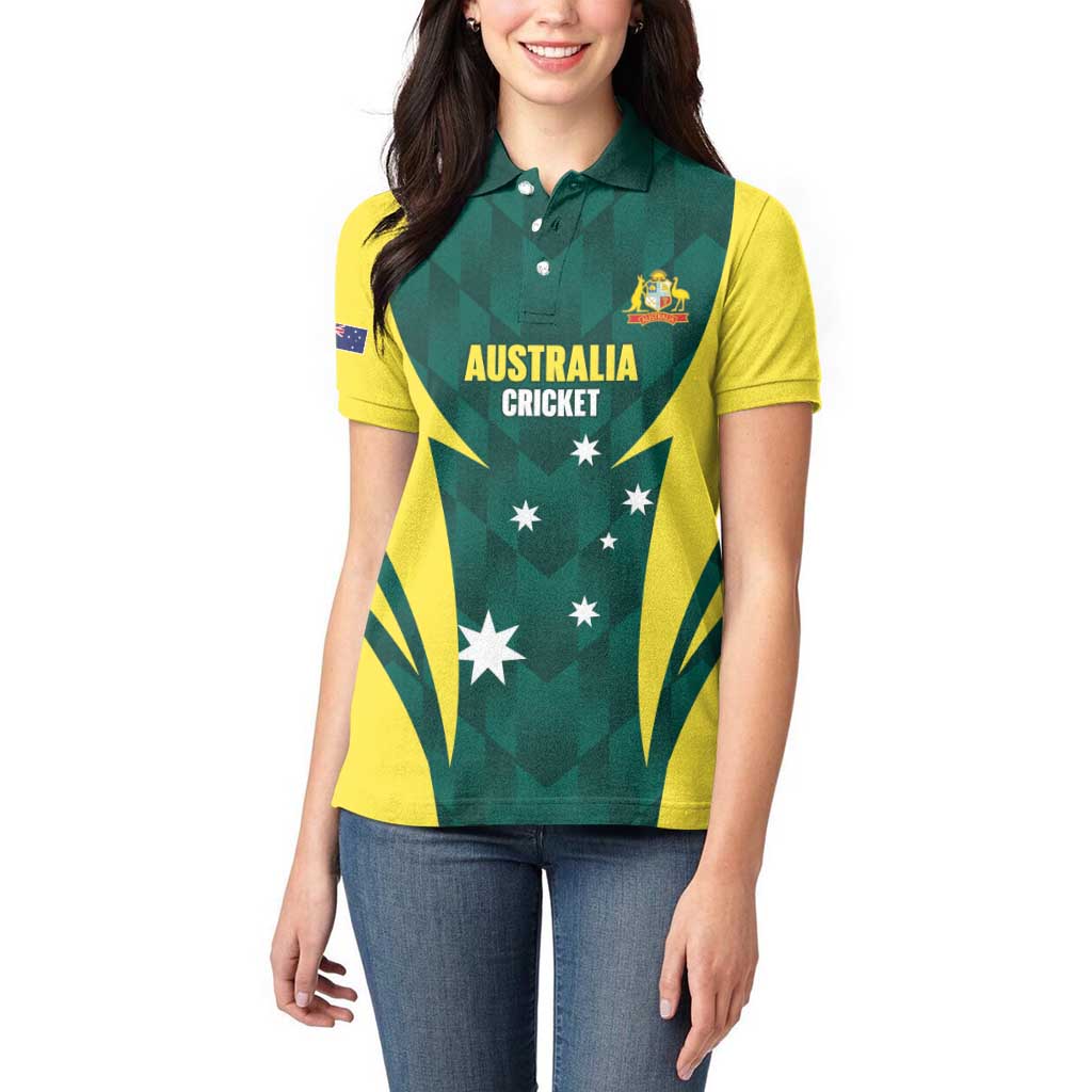 Australia Cricket Custom Women Polo Shirt Go Aussie Dynamic Green - Aussie Hoodie